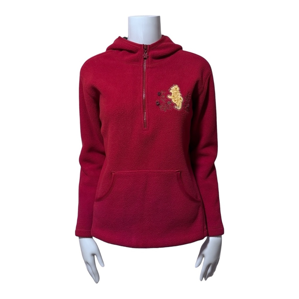 VTG 90s Winnie the Pooh Embroidered Fleece 1/4 Zip Hoodie Size Womens Small